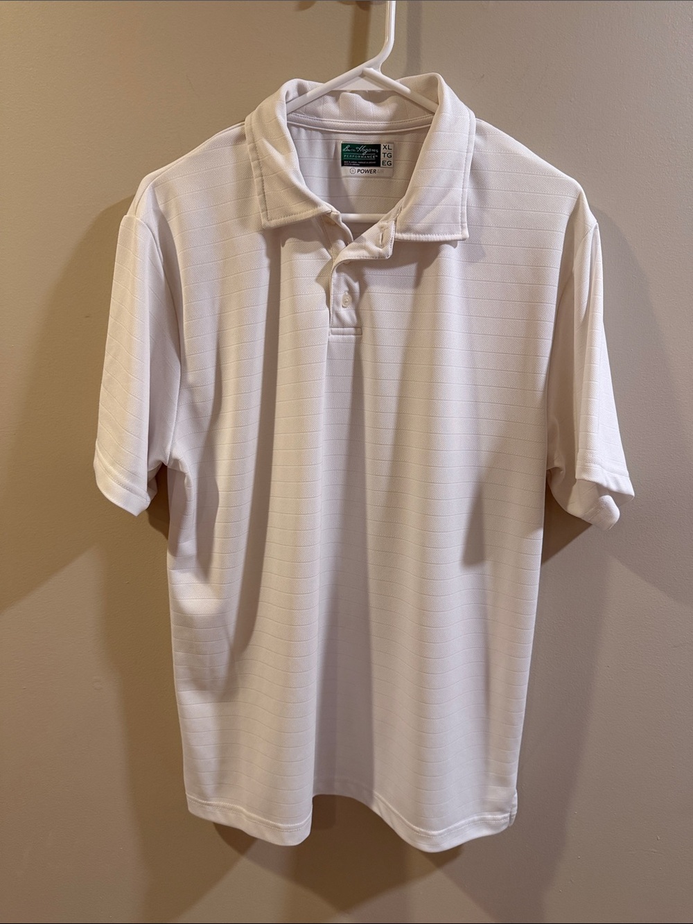 Ben Hogan Men's White Polo with Subtle Horizontal Texture